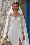Marfim: Vestido de Noiva Boémio com Cauda Sweep Sweep com Racha em Marfim
