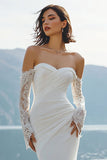 Vestido de Noiva Longo, Renda de Sereia com Renda de Marfim, Vestido de Noiva Comprido