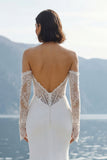 Vestido de Noiva Longo, Renda de Sereia com Renda de Marfim, Vestido de Noiva Comprido
