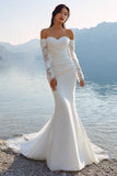 Vestido de Noiva Longo em Chiffon em Renda de Sereia