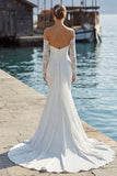 Vestido de Noiva de Renda Longa com Sereias de Marfim
