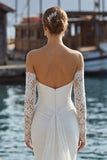 Vestido de Noiva de Renda Longa com Sereias de Marfim