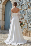 Vestido de Noiva Comprido Sem Alças em Chiffon Marfim com Racha