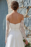 Vestido de Noiva Comprido Sem Alças em Chiffon Marfim com Racha