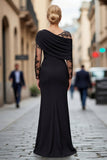 Vestido Comprido Sereia de Renda Preta Para Mãe da Noiva