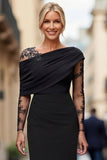 Vestido Comprido Sereia de Renda Preta Para Mãe da Noiva