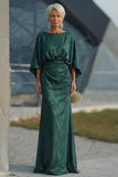Vestido Longo Sereia com Decote Canoa em Pinho para Mãe da Noiva