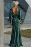 Vestido Longo Sereia com Decote Canoa em Pinho para Mãe da Noiva
