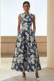Zapaka Mulheres Vestido Comprido Flor Marinha para Convidada de Casamento