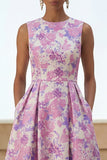 Vestido Comprido Floral Lilás em Linha-A para Convidada de Casamento