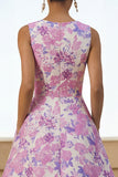 Vestido Comprido Floral Lilás em Linha-A para Convidada de Casamento