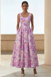 Vestido Midi Lilás com Estampa Floral para Convidada de Casamento