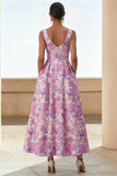 Vestido Midi Lilás com Estampa Floral para Convidada de Casamento