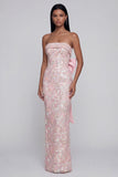 Zapaka Mulheres Vestido Comprido Floral Rosa Para Convidada de Casamento