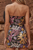 Vestido de cocktail preto preto Body-Con Lantejoulas Bodycon Cintilante e Laço