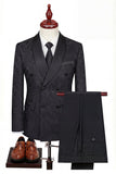 Fatos masculinos de 3 peças com lapela de xaile de abotoamento duplo preto
