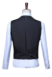 Colete de fato masculino azul brilhante com decote em V e lantejoulas