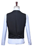 Colete de fato masculino azul brilhante com decote em V e lantejoulas