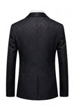 Blazer masculino de lapela com xale Jacquard preto e gravata borboleta
