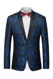 Blazer masculino de lapela com xale Jacquard preto e gravata borboleta
