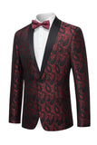 Blazer masculino de lapela com xale Jacquard preto e gravata borboleta