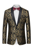 Blazer masculino de lapela com xale Jacquard preto e gravata borboleta