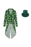 Casaco de Smoking Retro Verde Shamrock Slim Fit com Chapéu