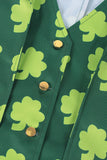 Casaco de Smoking Retro Verde Shamrock Slim Fit com Chapéu