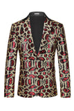 Blazer masculino de peito simples com lapela em laquejoulas em bordô com lantejoulas brilhantes