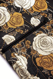 Blazer masculino de lapela com xale floral de jacquard dourado