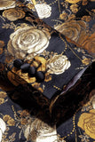 Blazer masculino de lapela com xale floral de jacquard dourado