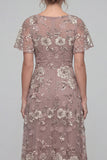 Vestido Comprido Floral Rosa para Mãe da Noiva com Lantejoulas