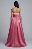 Vestido de Cerimónia Comprido Rosa Sem Alças e Linha A