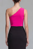 Vestido Midi Justo ao Corpo Rosa e Preto para Cerimónia com Racha