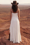 Vestido de Noiva Comprido Marfim em Linha A com Folhos e Racha