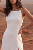 Vestido de Noiva Comprido Marfim em Linha A com Folhos e Racha