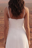 Vestido de Noiva Comprido Marfim em Linha A com Folhos e Racha