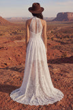 Vestido de Noiva Boémio em Marfim Floral Linha A