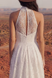 Vestido de Noiva Boémio em Marfim Floral Linha A