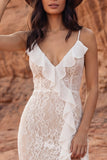Vestido de Noiva Boémio Longo em Forma Floral Marfim com Folhos