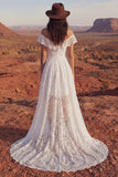 Vestido de Noiva Curto Ombro a Ombro em Renda Marfim