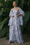 Vestido formal sem costas sem costas em A roxo claro, longa floral