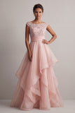 Vestido de Mãe da Noiva com Decote Bateau com Lantejoulas