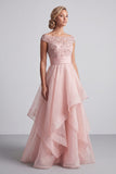 Vestido de Mãe da Noiva com Decote Bateau com Lantejoulas