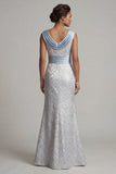 Vestido Azul Claro Gola Alta Floral para a Mãe da Noiva