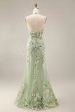 Vestido de baile de finalistas Dusty Sage Halter transparente com bainha e bordado longo, vestido de baile