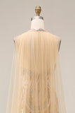 Vestido de noite comprido com lantejoulas de champanhe com lantejoulas