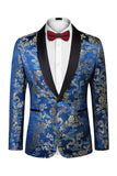 Fatos de Baile de Baile Jacquard pretos de 2 peças com lapela de um botão