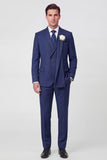 Fatos de casamento masculinos de 2 peças com lapela azul claro e lapela azul claro