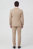 Fatos Masculinos de 2 Peças, Caqui Single Breasted Peak Lapela